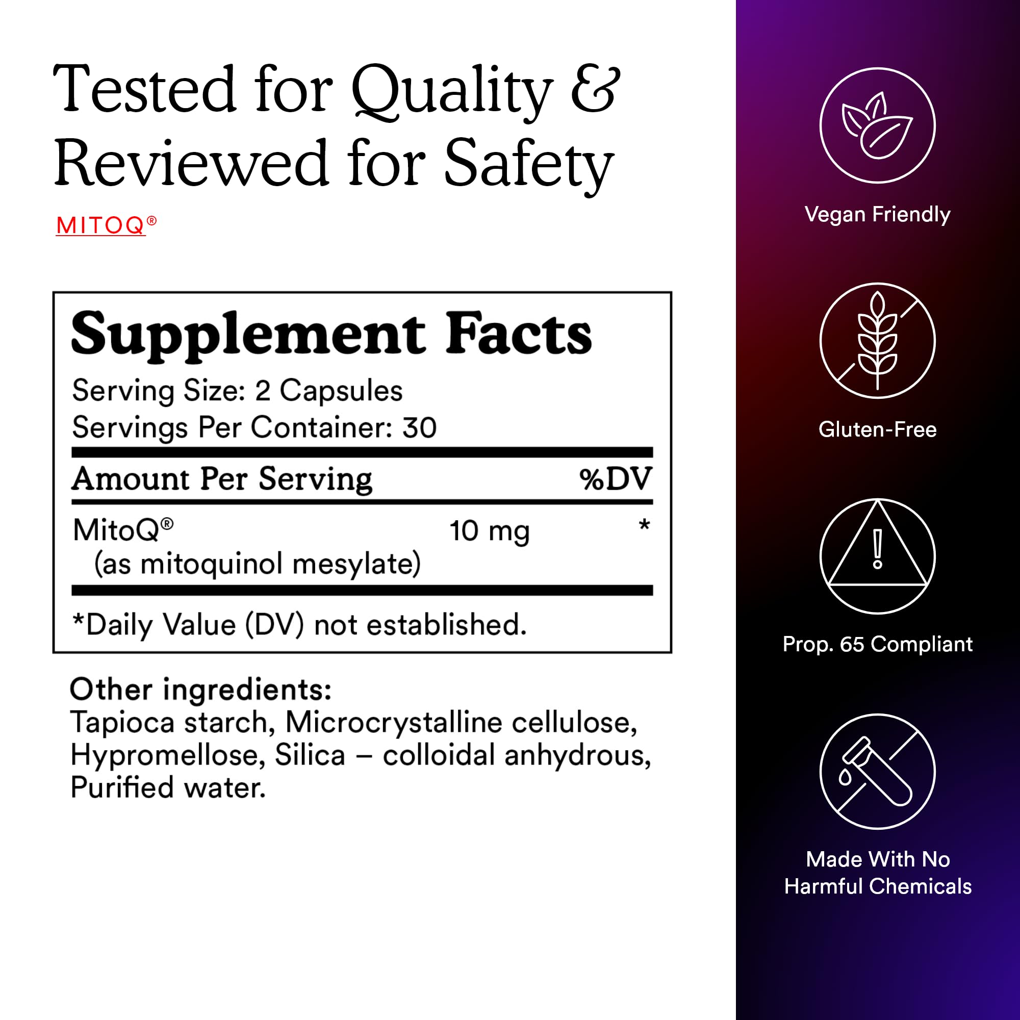 MitoQ Pure energy-themed graphic illustrates potential vitality benefits from mitochondrial optimization.