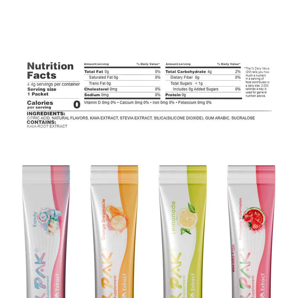 Mitra9 RelaxPak mixed in a glass showing a calm beverage with potential mood lift