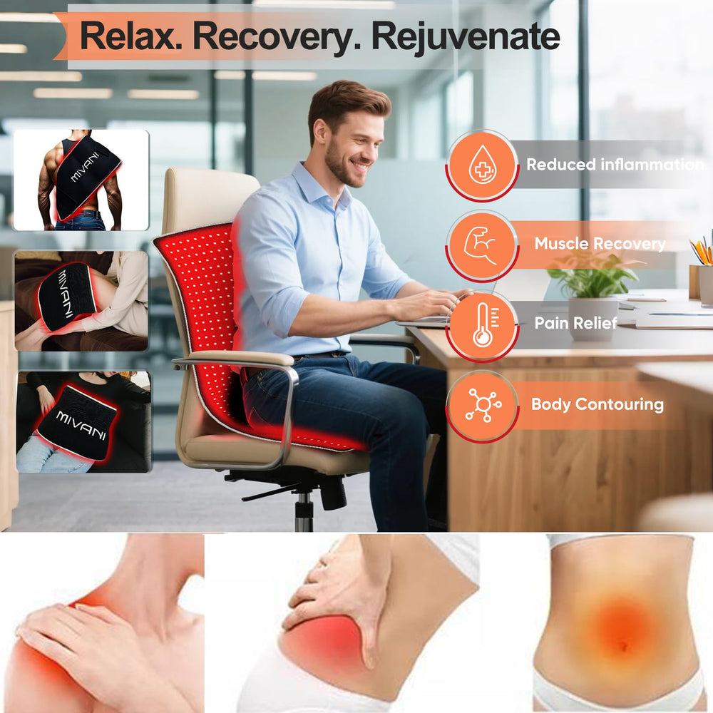 MIVANI red light therapy pad focused on the knee supports targeted comfort.