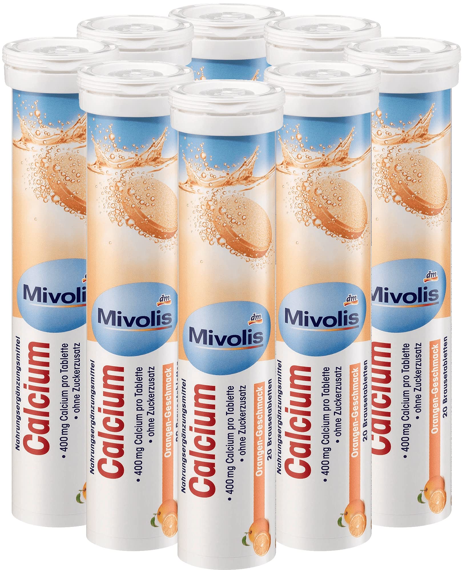 Mivolis calcium effervescent tablets in tubes for daily bone support.