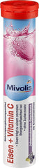 Mivolis iron and vitamin C effervescent tablet dissolving in water for easy daily use.