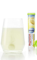 Mivolis magnesium tablets shown with vegan and gluten-free labeling.