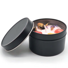 Mivra Zyora candle displays amethyst crystals and dried lavender for decor