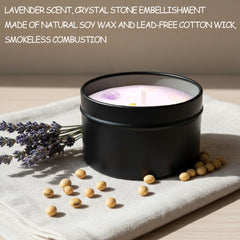 Mivra Zyora dried lavender flowers topping the candle adds beauty and aroma