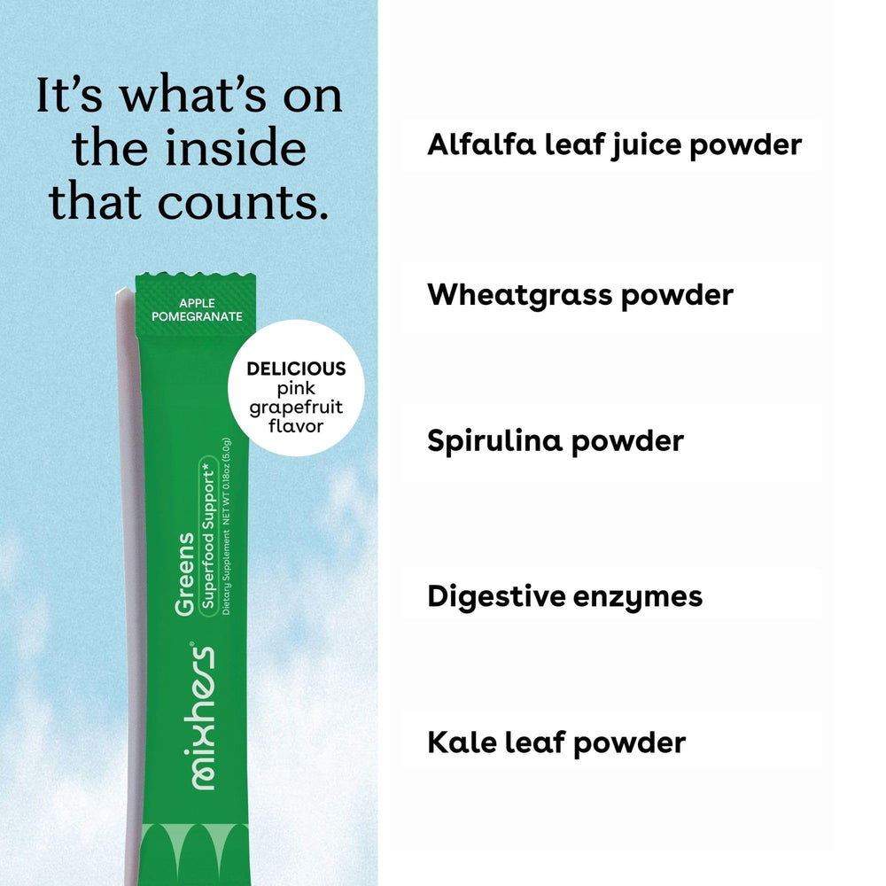 Label highlighting digestive enzymes in MIXHERS Hergreens product