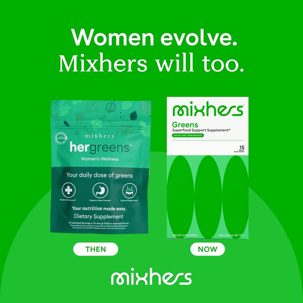 MIXHERS Hergreens packaging with 15 packets, convenient daily use