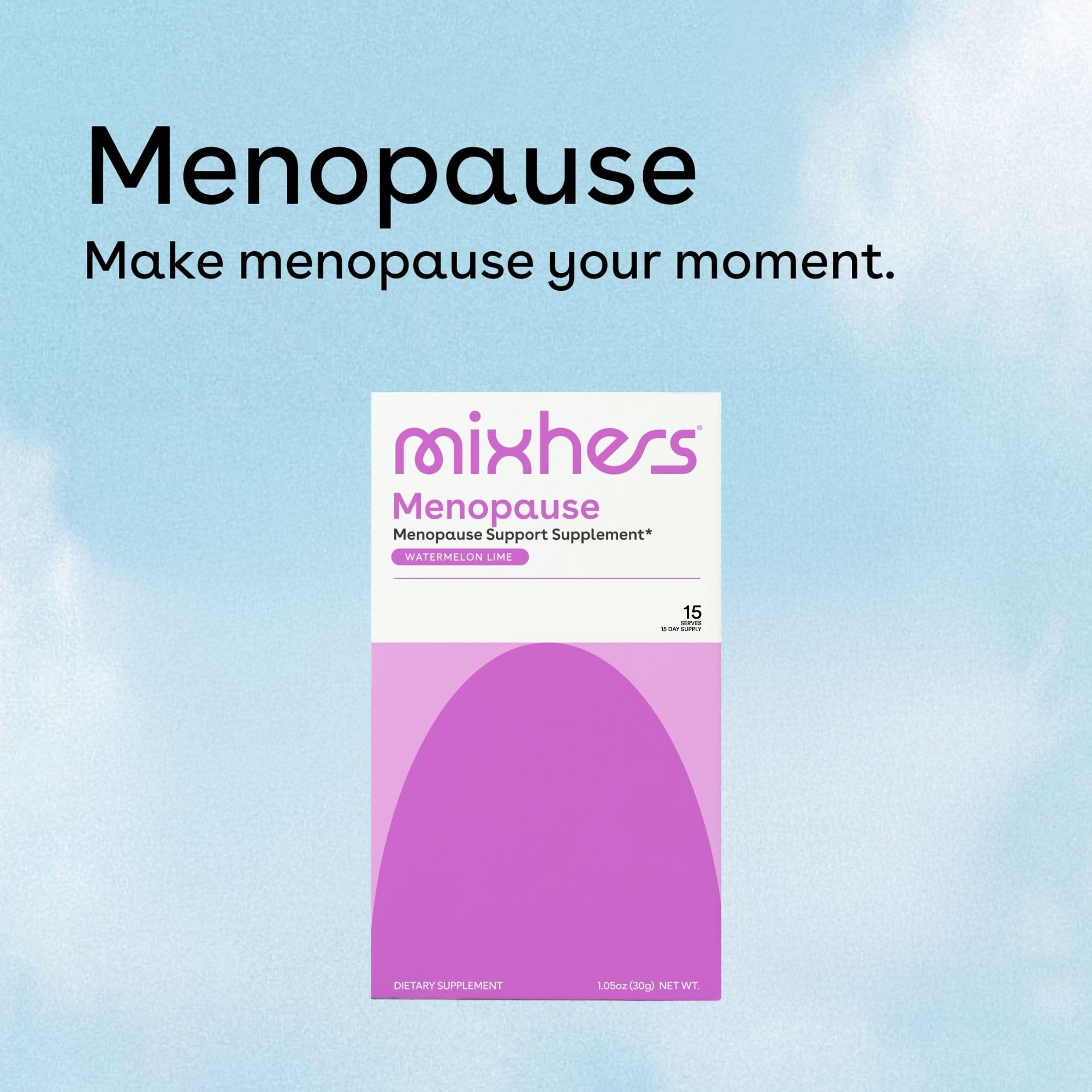 Mixhers Menopause maca root ingredient highlighting energy support.