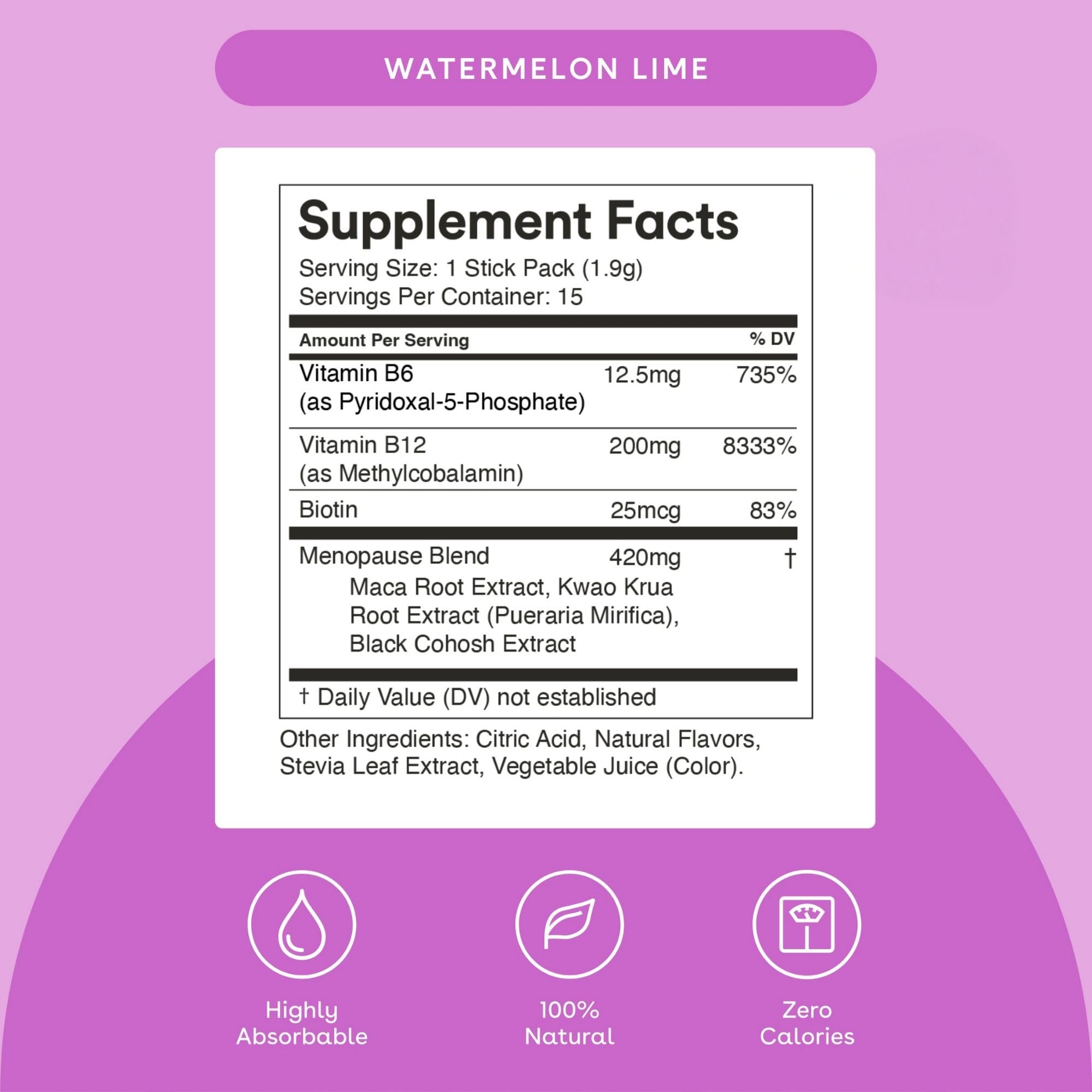 Mixhers Menopause powder dissolving in water for a sugar-free daily routine.