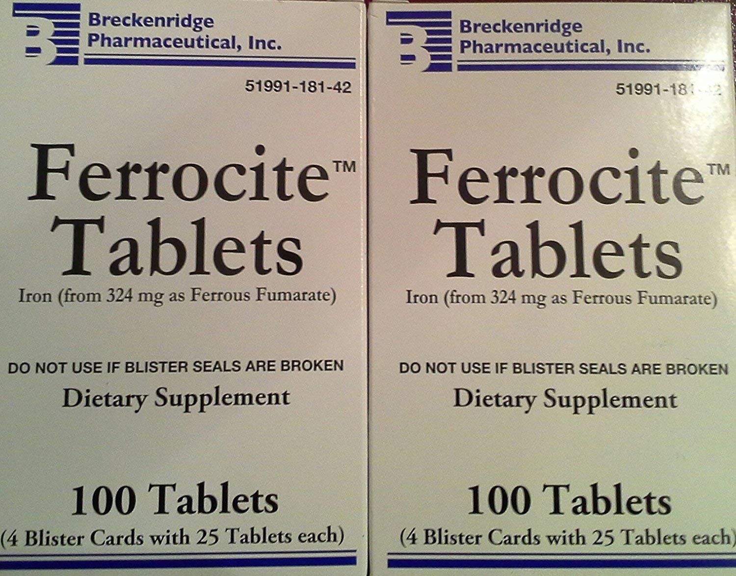 MixNeed Ferrocite iron tablets, 100-count bottle, vegetarian-friendly and seafood-free.