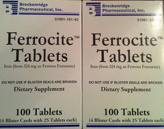 MixNeed Ferrocite iron tablets, 100-count bottle, vegetarian-friendly and seafood-free.