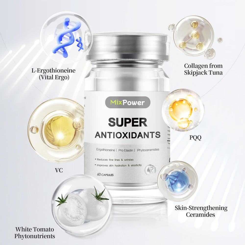 MixPower collagen and ceramide component graphic for hydration and elasticity