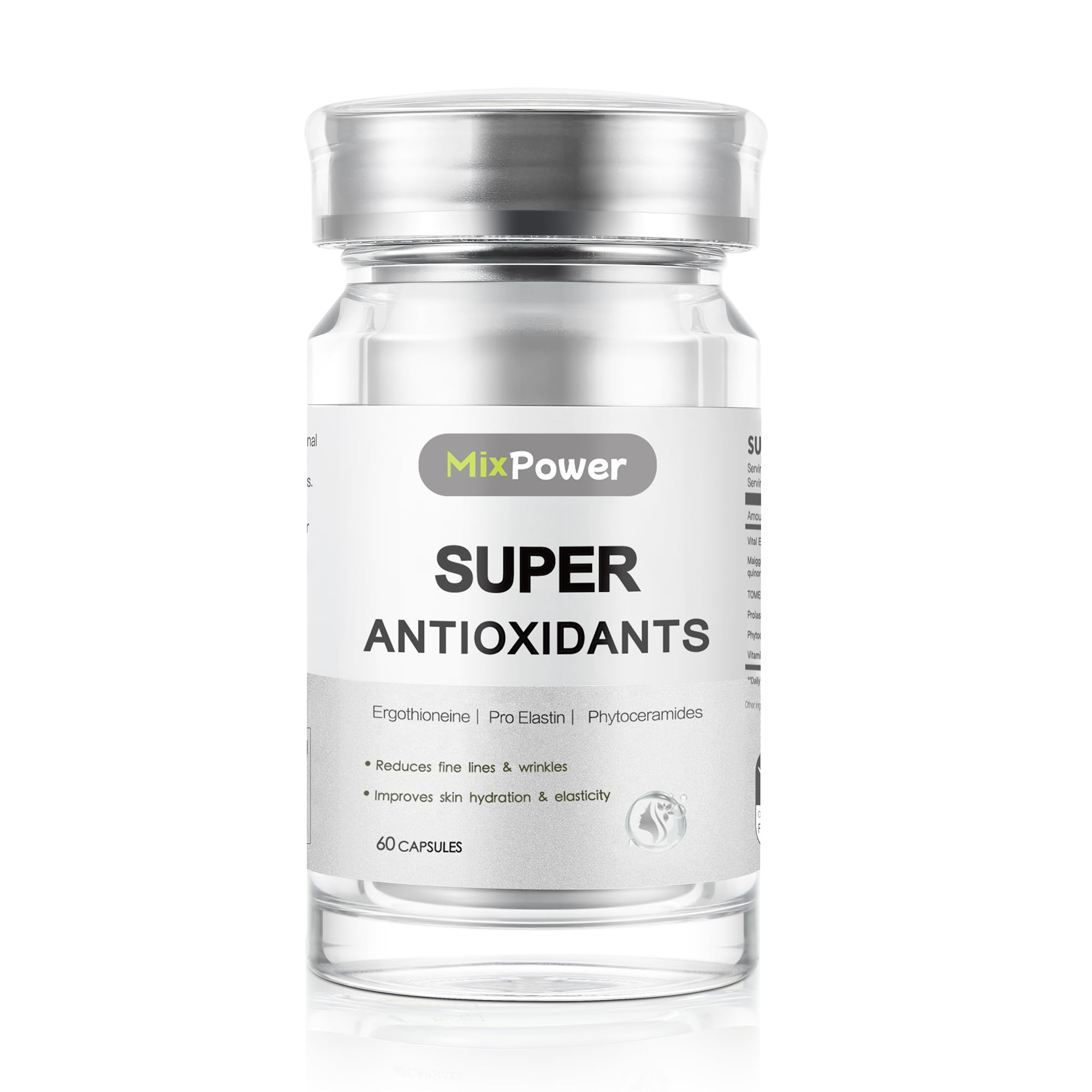 MixPower ergothioneine bottle with 50 mg capsules for antioxidant support