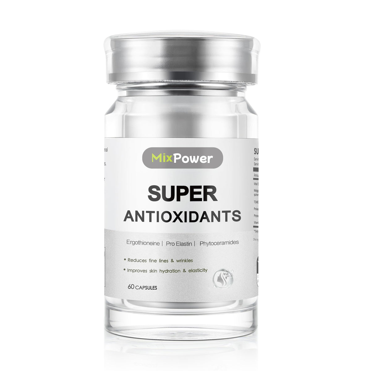 MixPower ergothioneine bottle with 50 mg capsules for antioxidant support