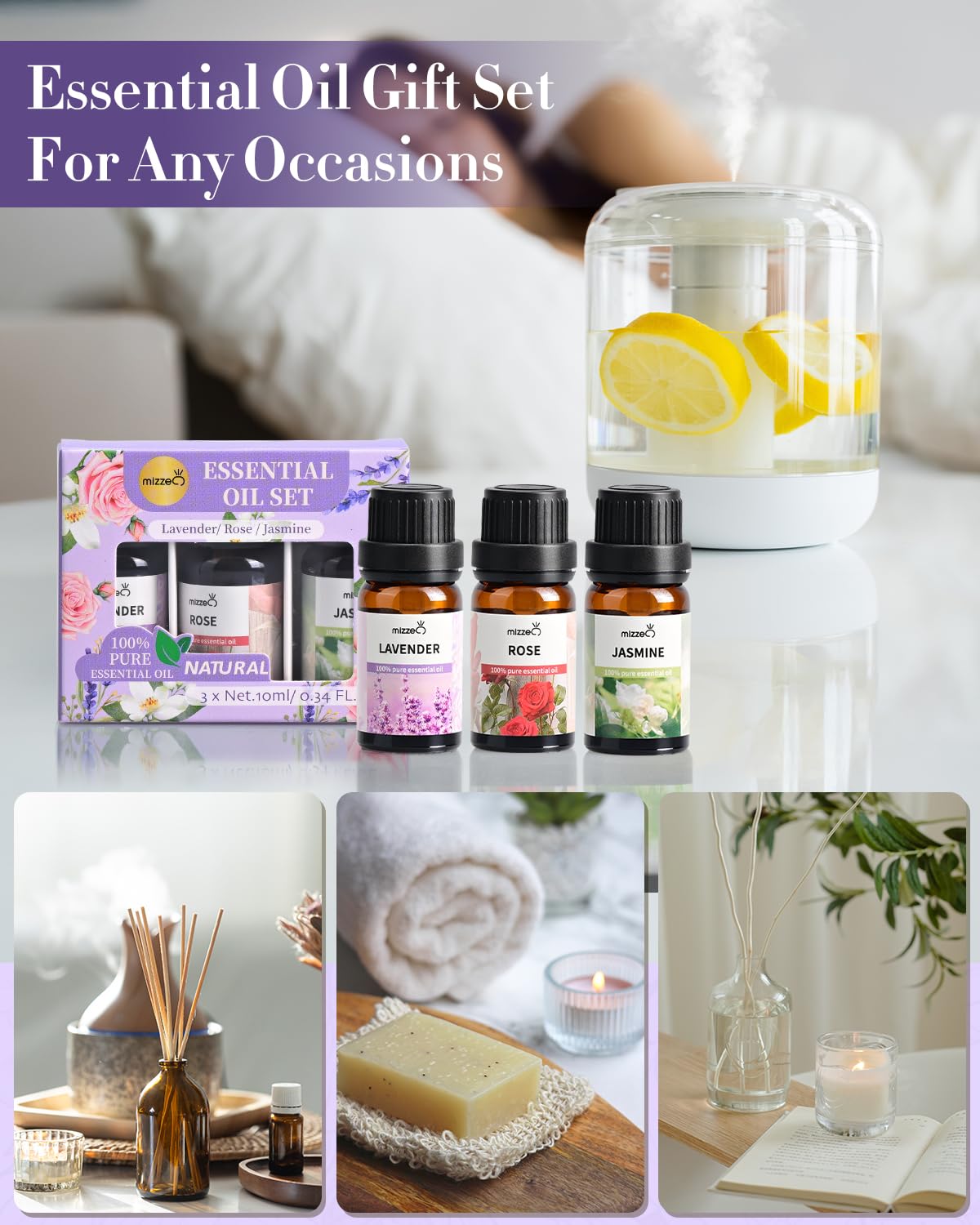 MIZZEO Gift box with three pure essential oils for thoughtful presents.