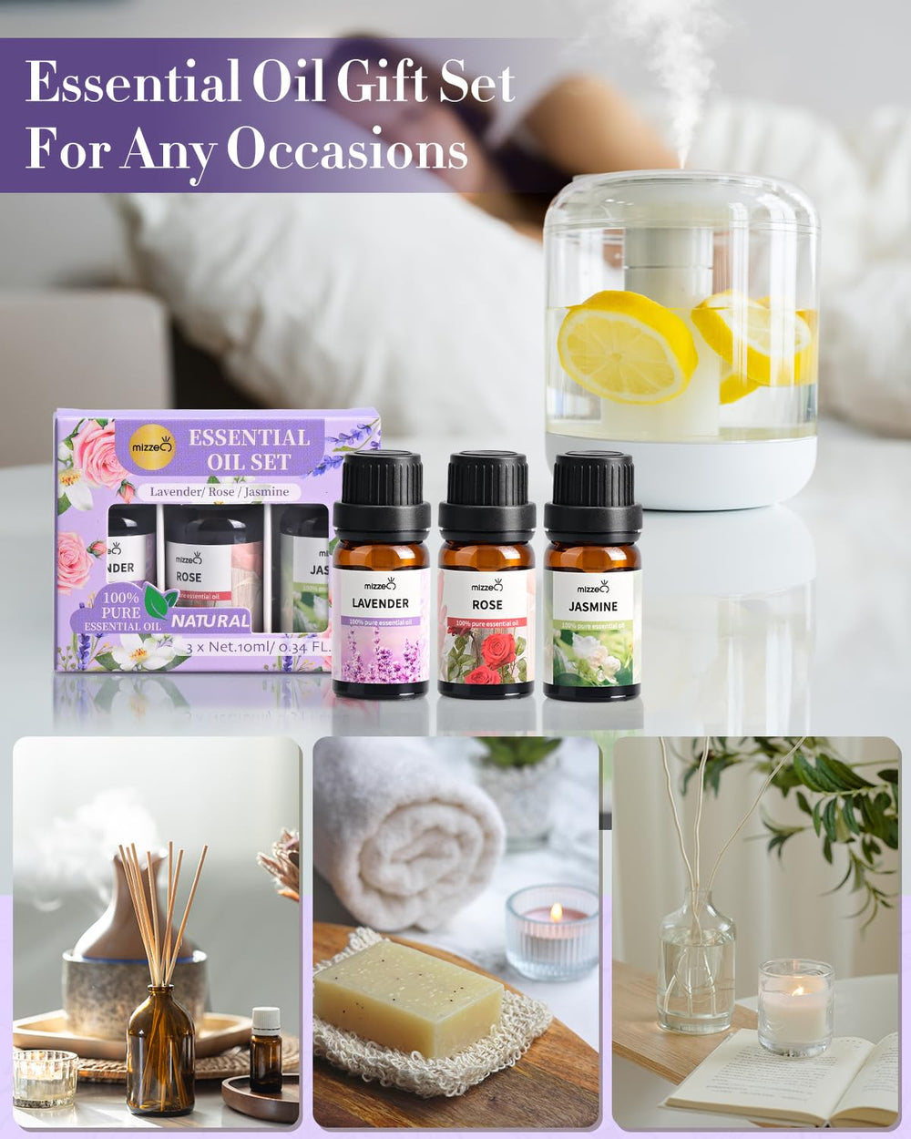 MIZZEO Gift box with three pure essential oils for thoughtful presents.