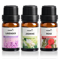 MIZZEO Lavender essential oil bottle for calming aromatherapy sessions.