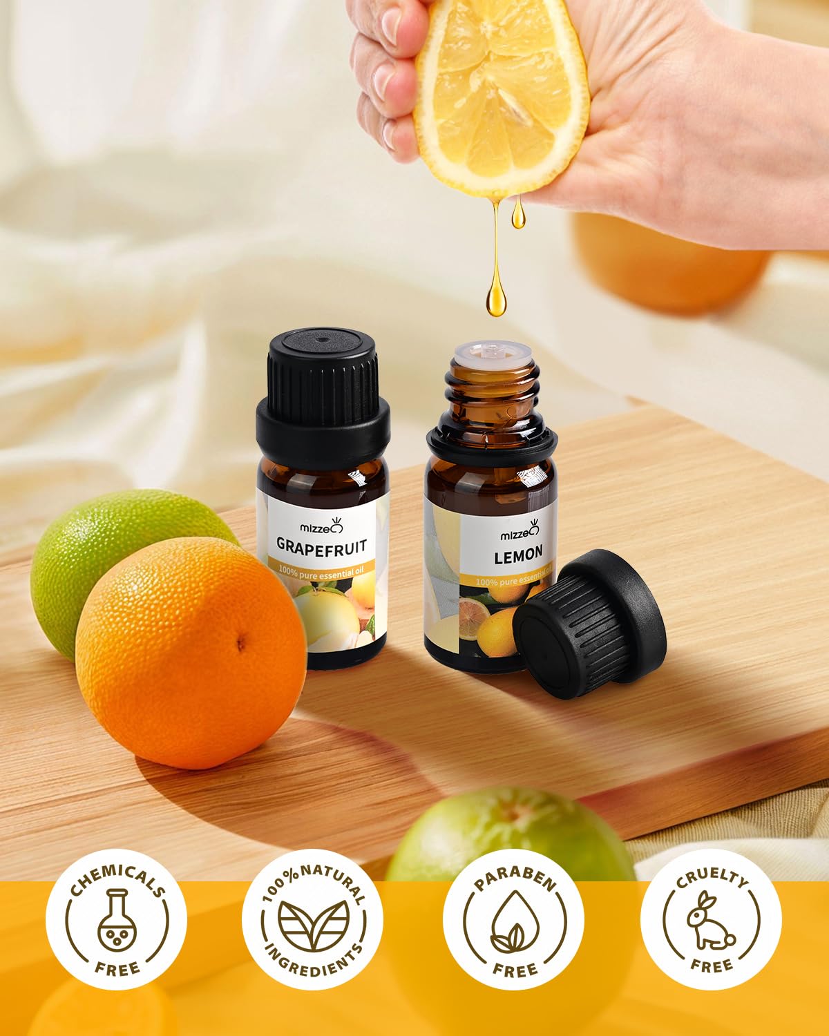 MIZZEO Sweet Orange 10ml bottle highlighting uplifting citrus scent