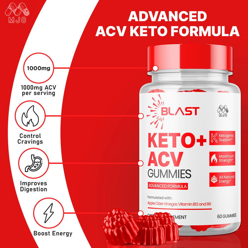 MJO Blast Keto ACV Gummies pouring from bottle illustrating serving ritual.