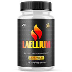 MJO Laellium pills bottle closeup showcases the all-natural energy support formula.
