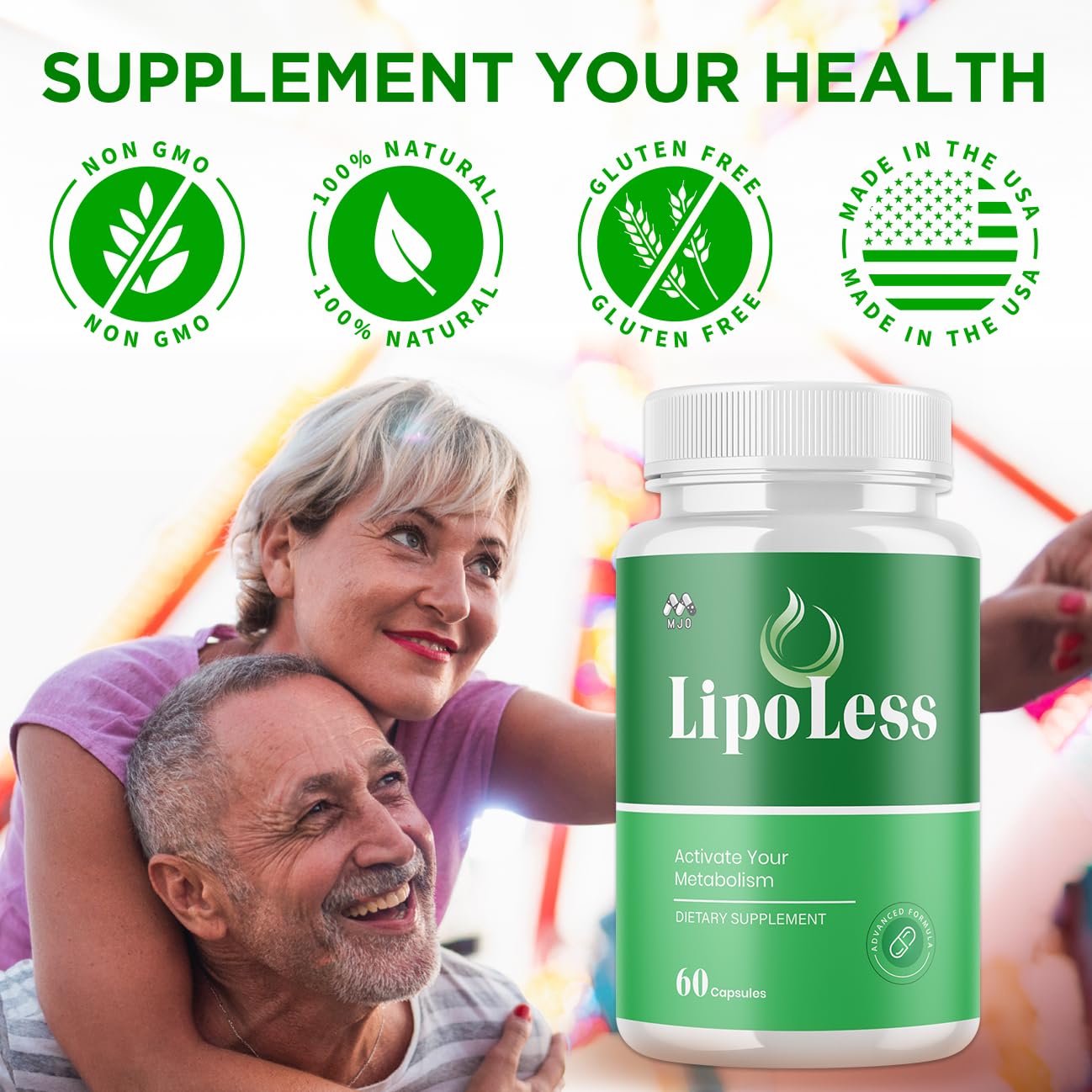MJO LipoLess bottle on kitchen counter ready for daily use