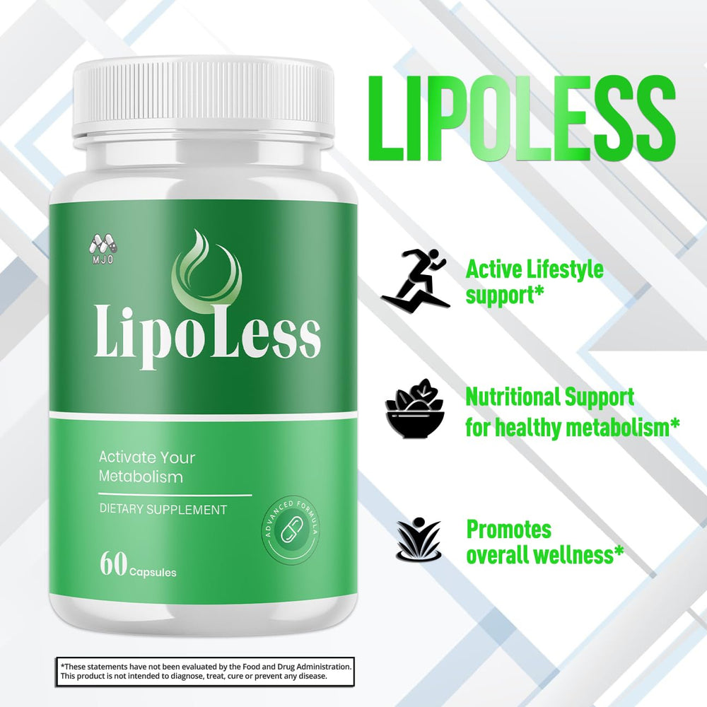 MJO LipoLess packaging highlights all natural ingredients for a balanced daily routine