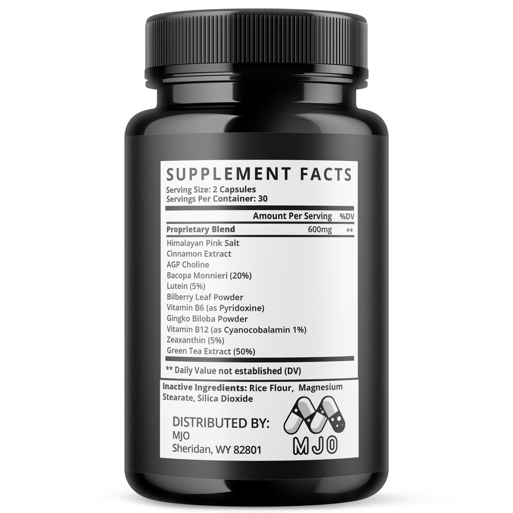 MJO Memo Blast capsules with brand logo signaling dedicated brain wellness support.