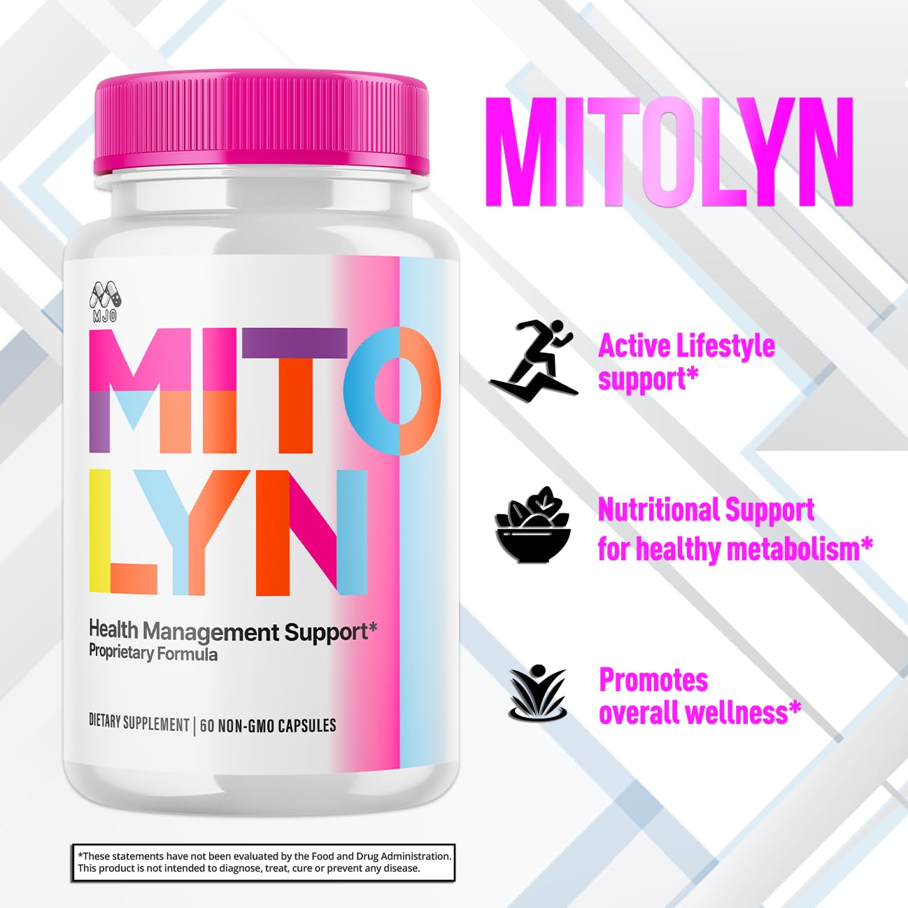 MJO Mitolyn Purple Peel capsules ready for daily dosage.