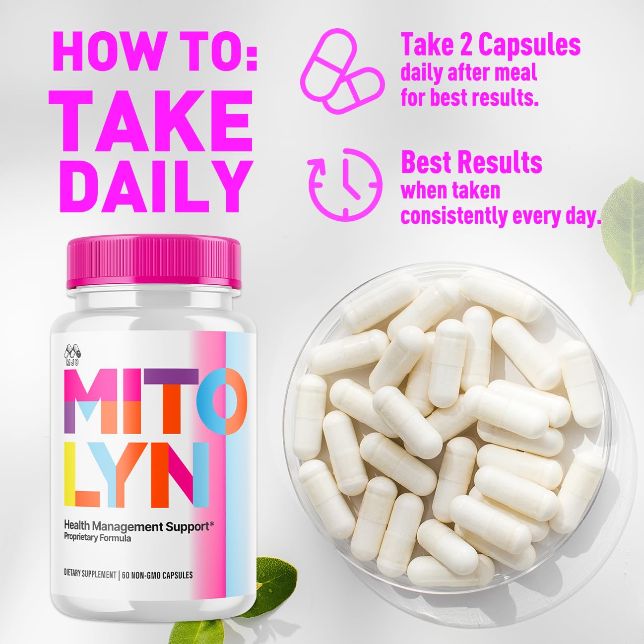 MJO Mitolyn Purple Peel ingredients highlighted for natural support.