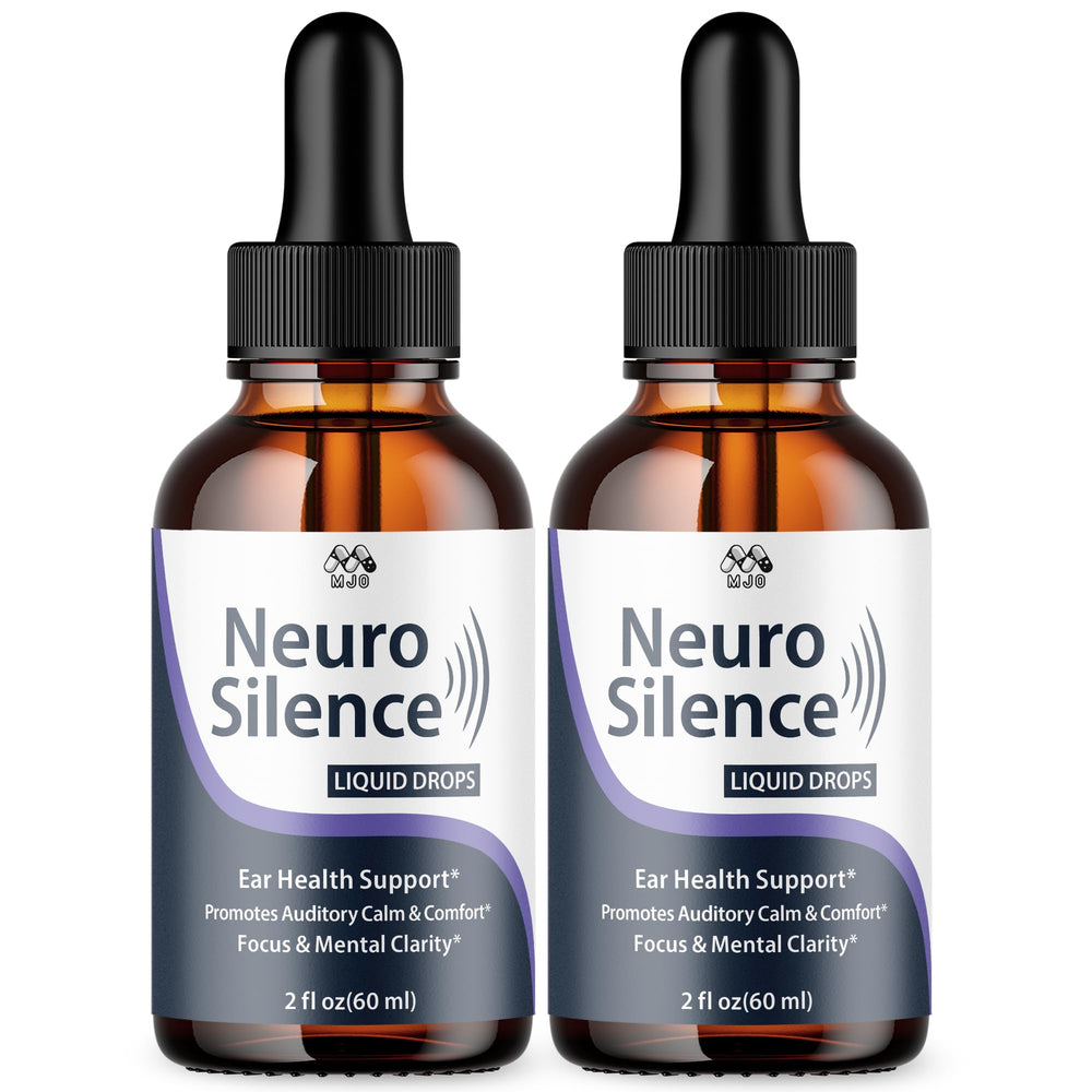 MJO Neuro Silence Drops bottle front view for daily wellness support.