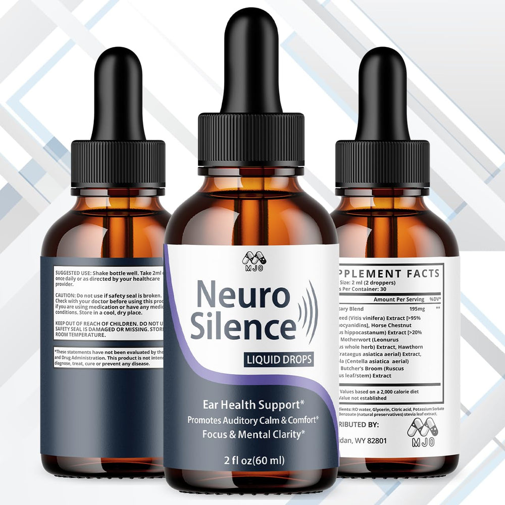 MJO Neuro Silence Drops pouring dropper for easy daily dosing.