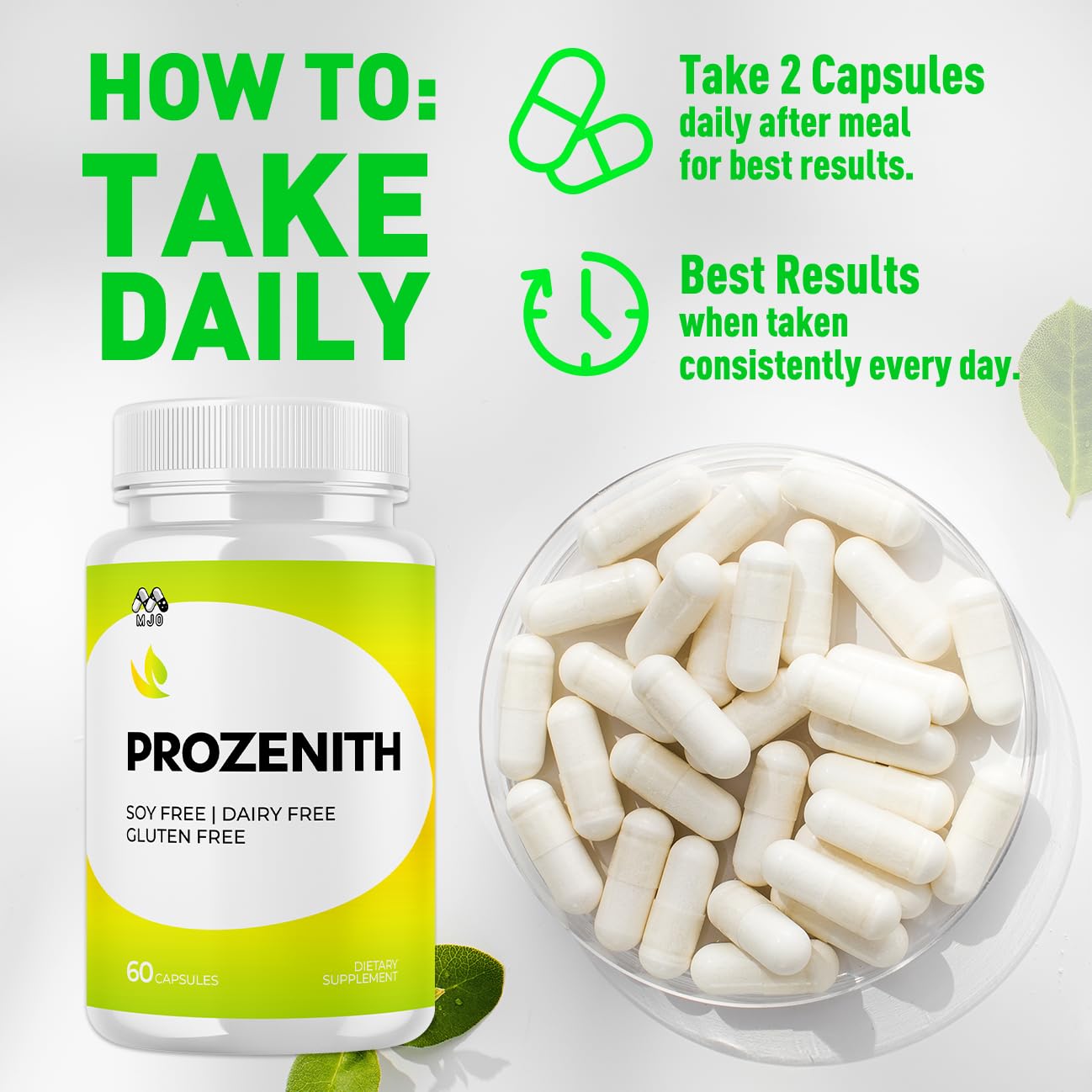 MJO Prozenith capsules with pills ready for travel routine.