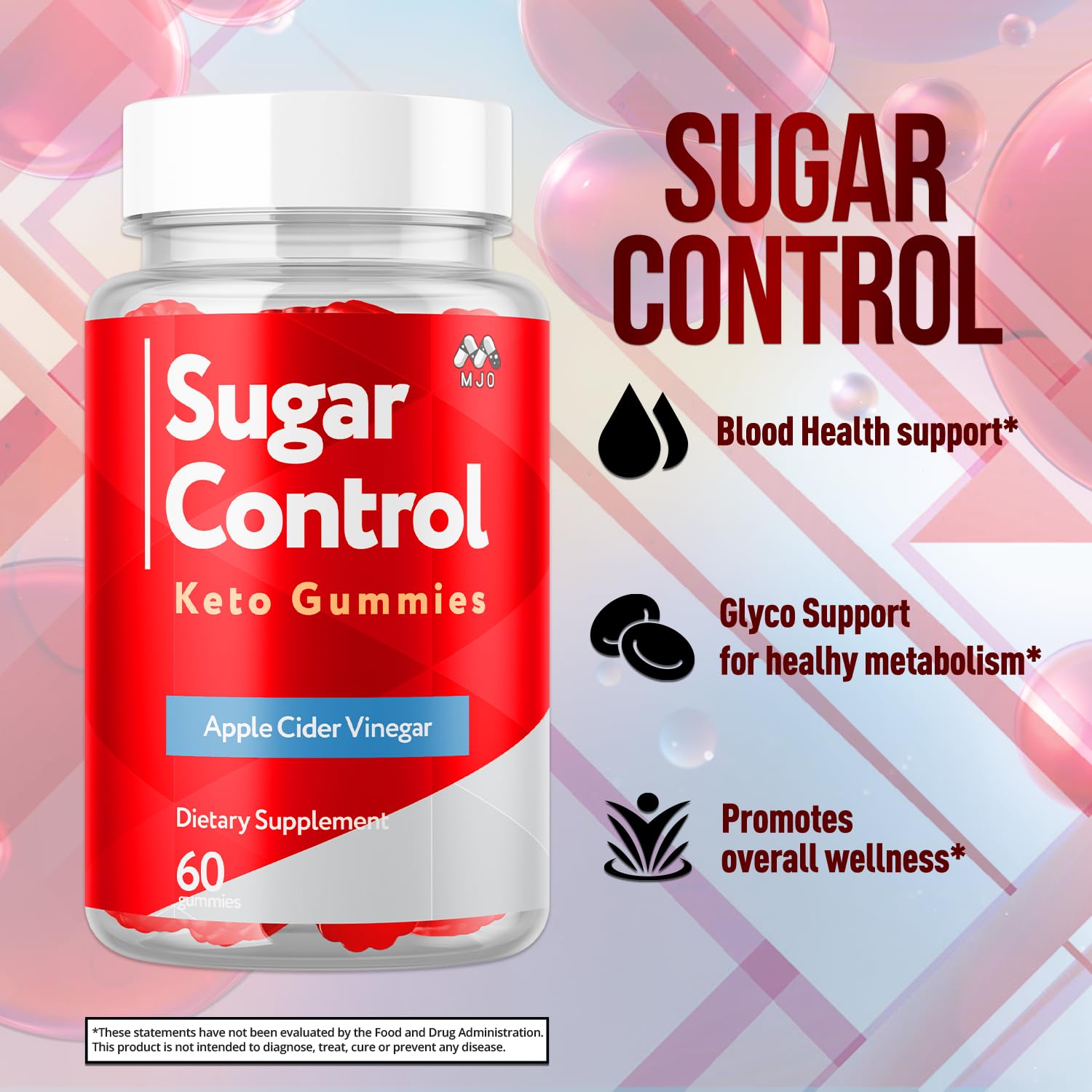 MJO SugarControl apple cider vinegar gummies with tangy flavor