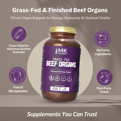 MK Supplements beef organ liver close-up highlights rich micronutrients for everyday vitality.
