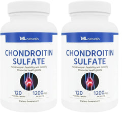 ML Naturals Chondroitin 1200 mg bottle front view with vegan capsules for joint support.