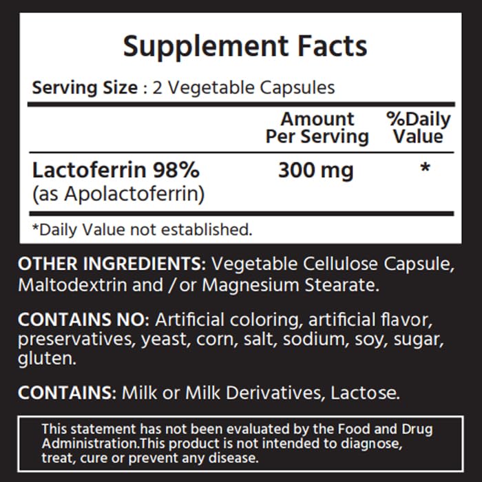 ML Naturals Lactoferrin capsule closeup highlighting veggie capsules
