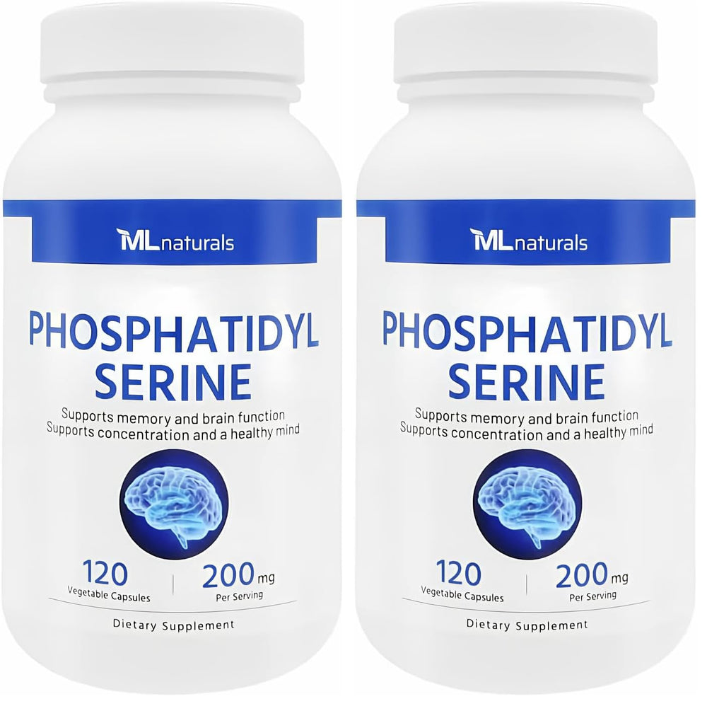 ML Naturals Phosphatidylserine bottle with 120 vegetable capsules for daily cognitive support