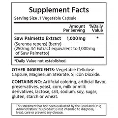 ML Naturals Saw Palmetto capsules close-up highlighting 1000 mg capsules for hair and prostate health