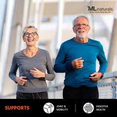 Pouring ML Naturals Turmeric Curcumin bottle demonstrates convenient daily dosing.