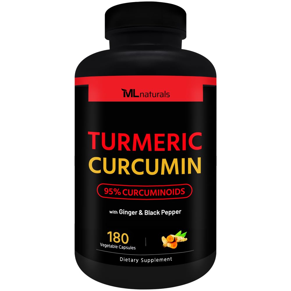 ML Naturals Turmeric Curcumin bottle with high-potency daily wellness formula.