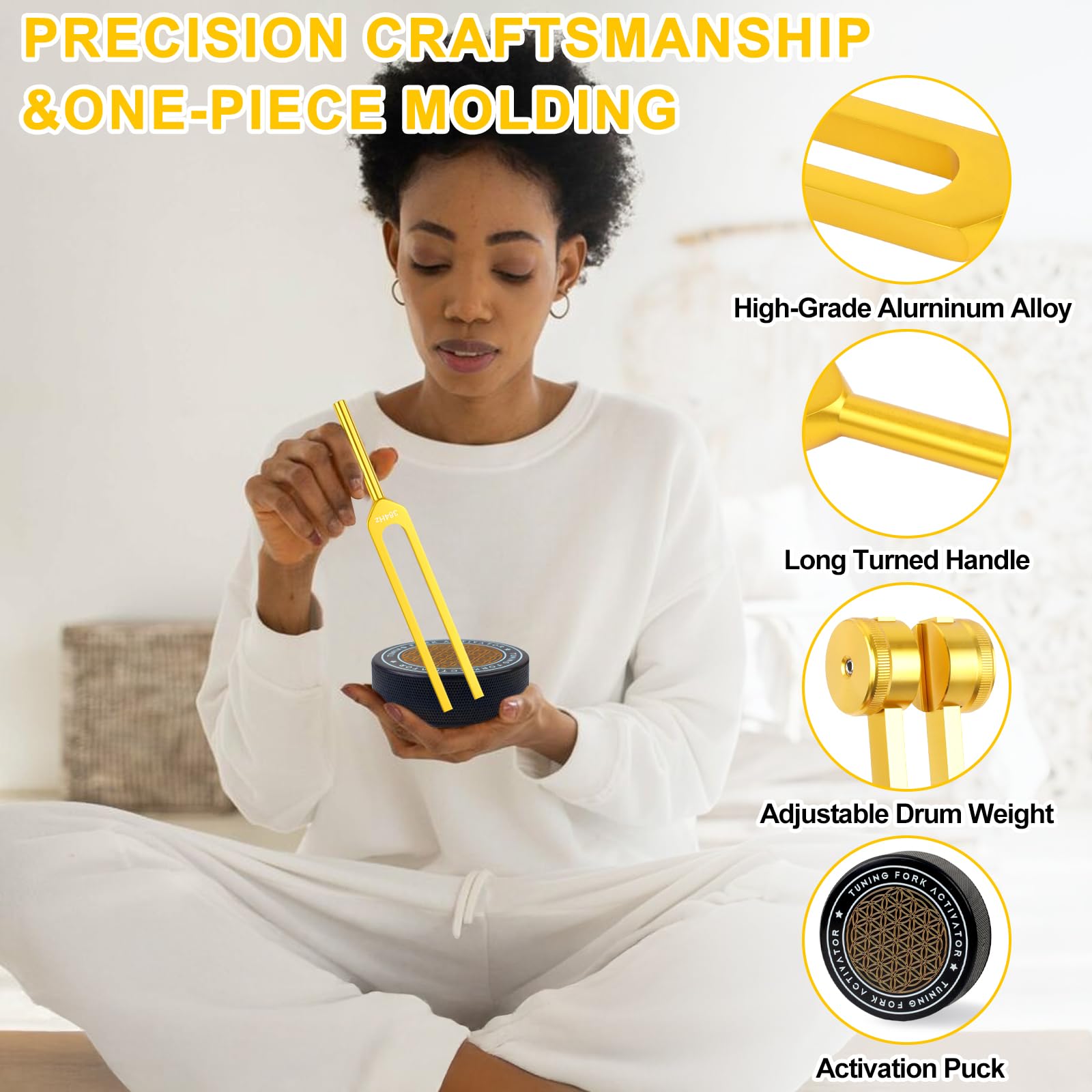 mllusxg gold tuning forks 384hz for relaxation and mindfulness