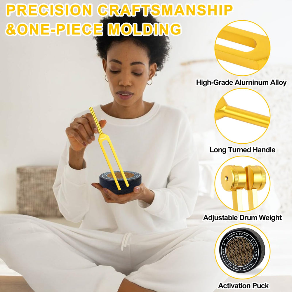 mllusxg gold tuning forks 384hz for relaxation and mindfulness