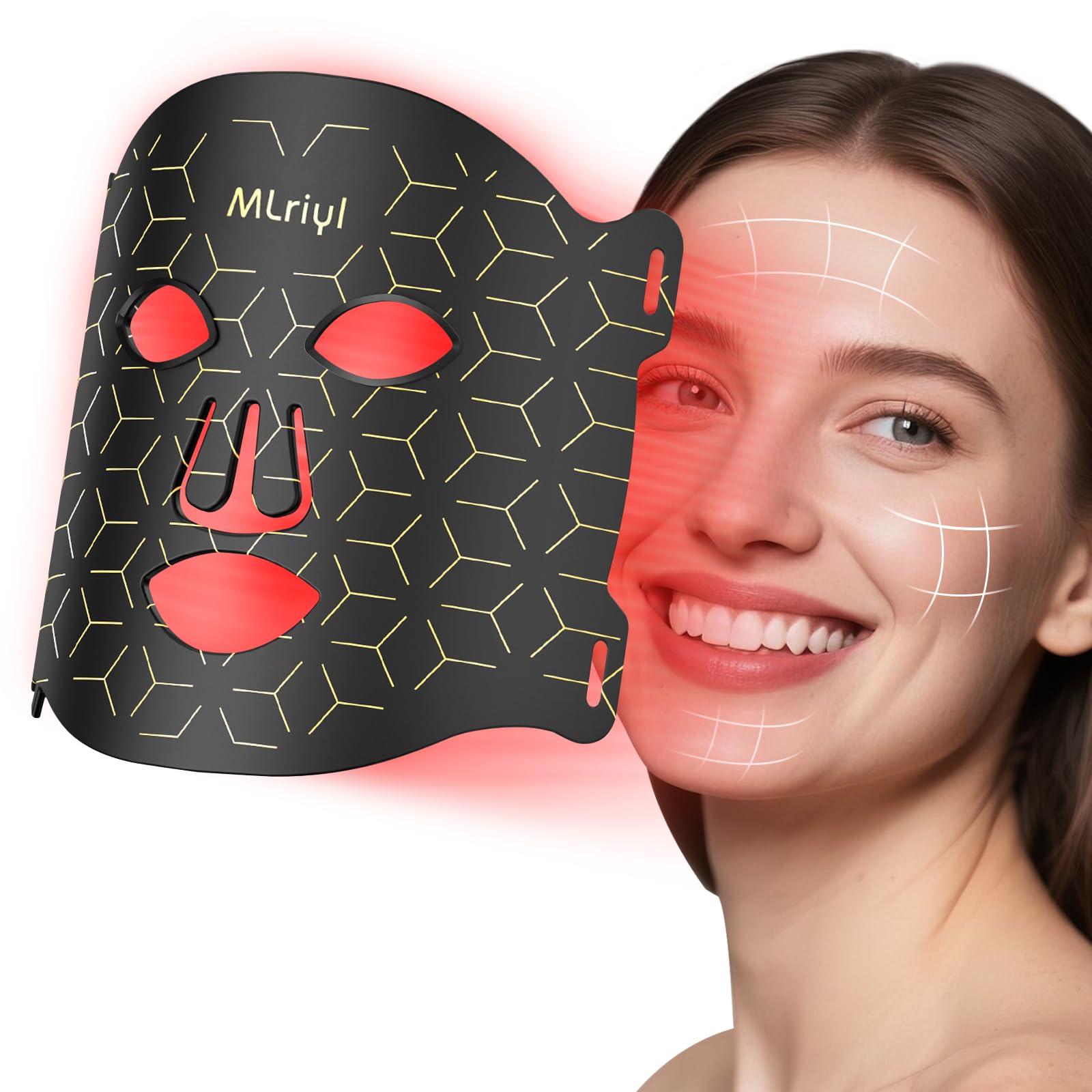 MLriyl red light mask front view for at-home sessions