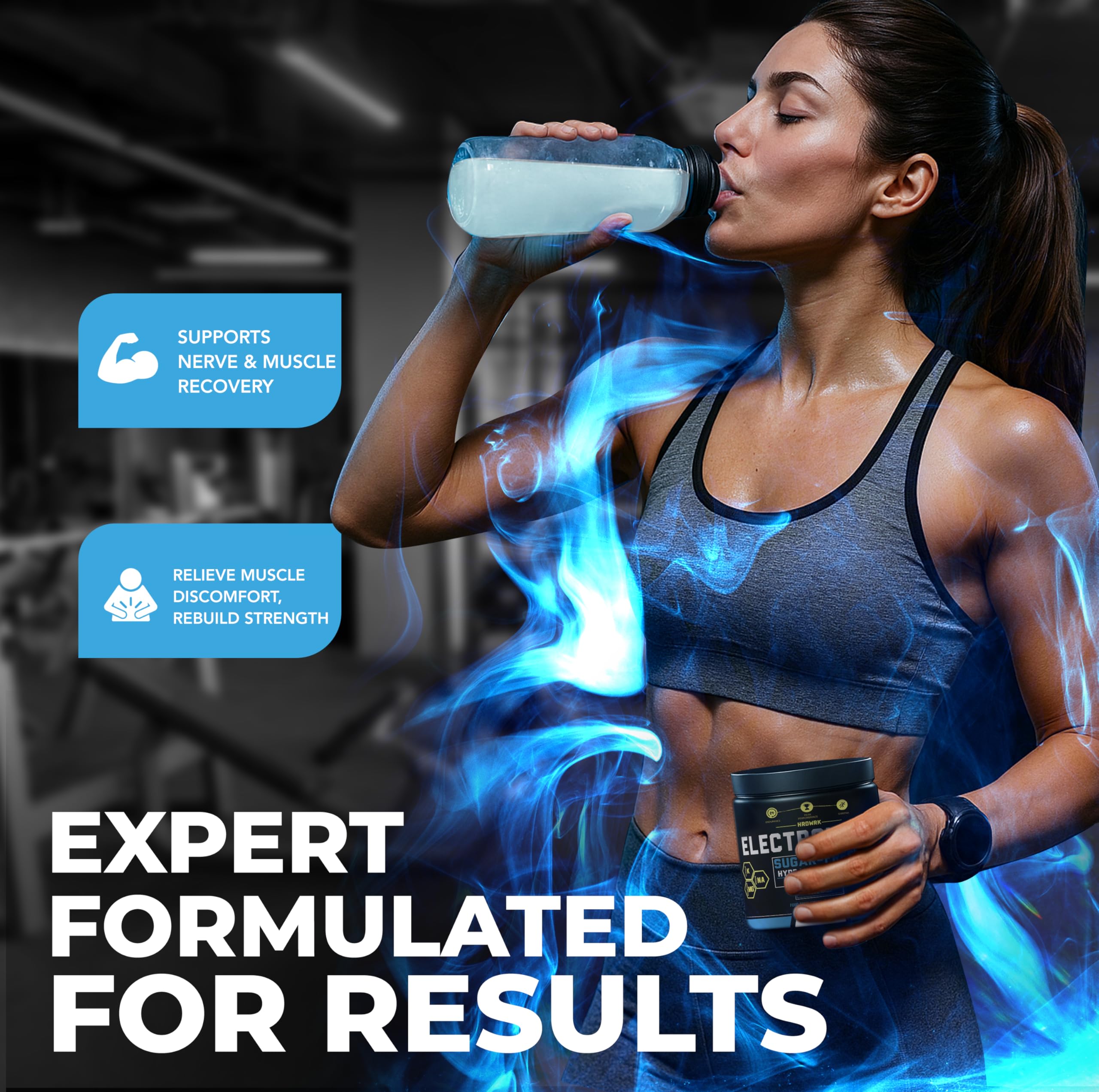 MMA Nutrition HRDWRK electrolytes powder shows 100 servings for long-lasting value.