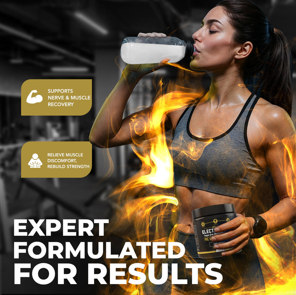 HRDWRK bottle label-front emphasizes no calories and no sugar