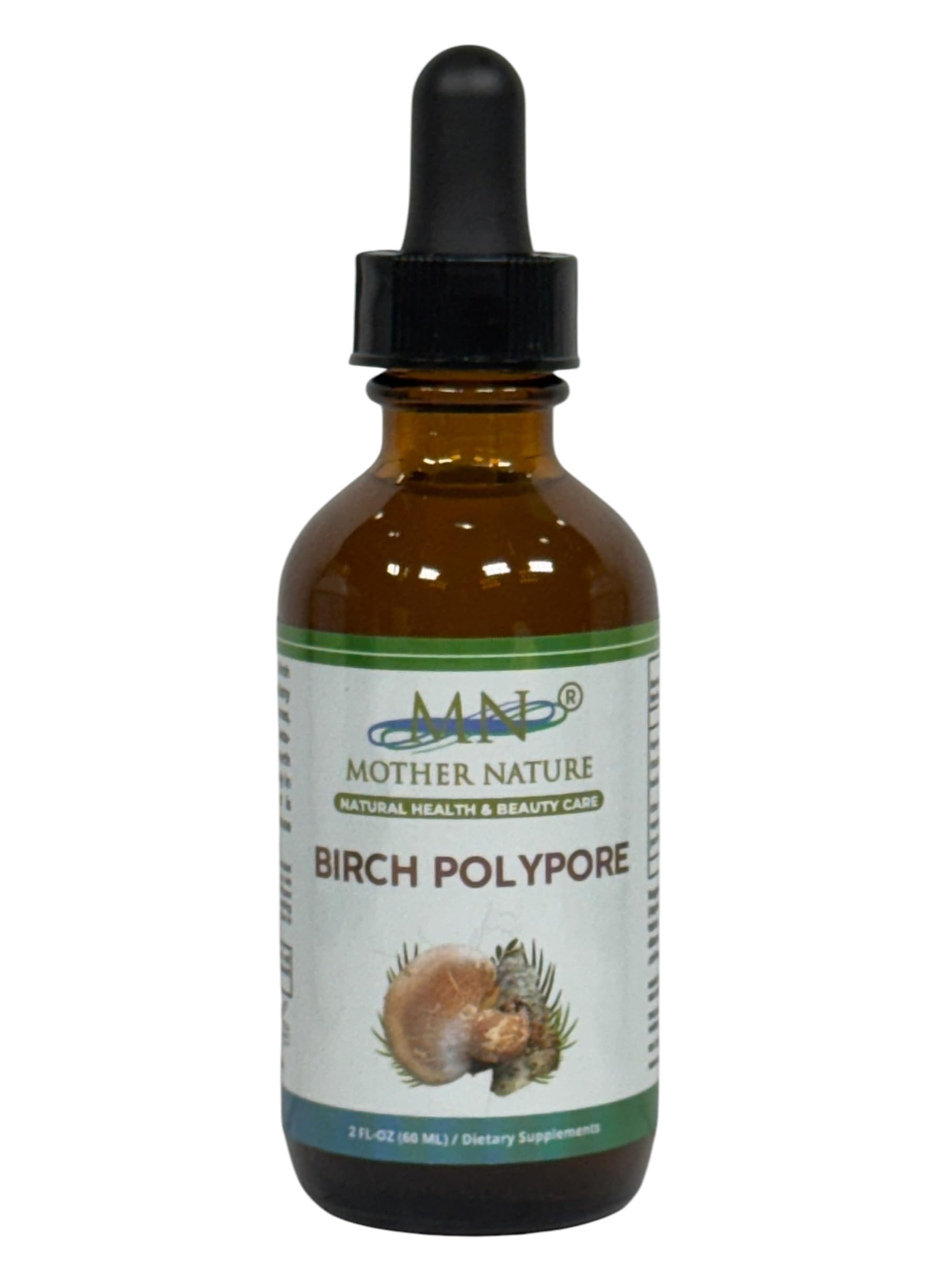 Mn Mother Nature Inc birch polypore tincture bottle ready for daily use.