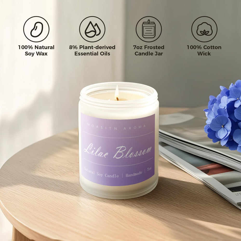 Artisan-crafted MOASITN candle closeup shows skilled workmanship and premium wick.