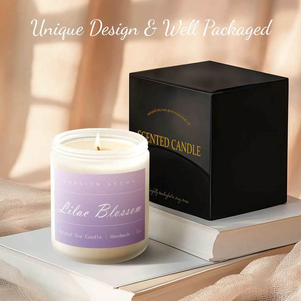 MOASITN bedroom ambience candle enhances relaxation and mood during reading or meditation.