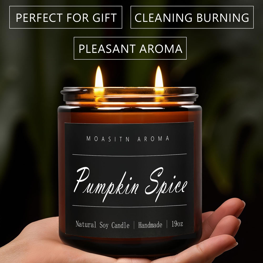 MOASITN two-wick pumpkin spice candle for even burn and richer aroma.