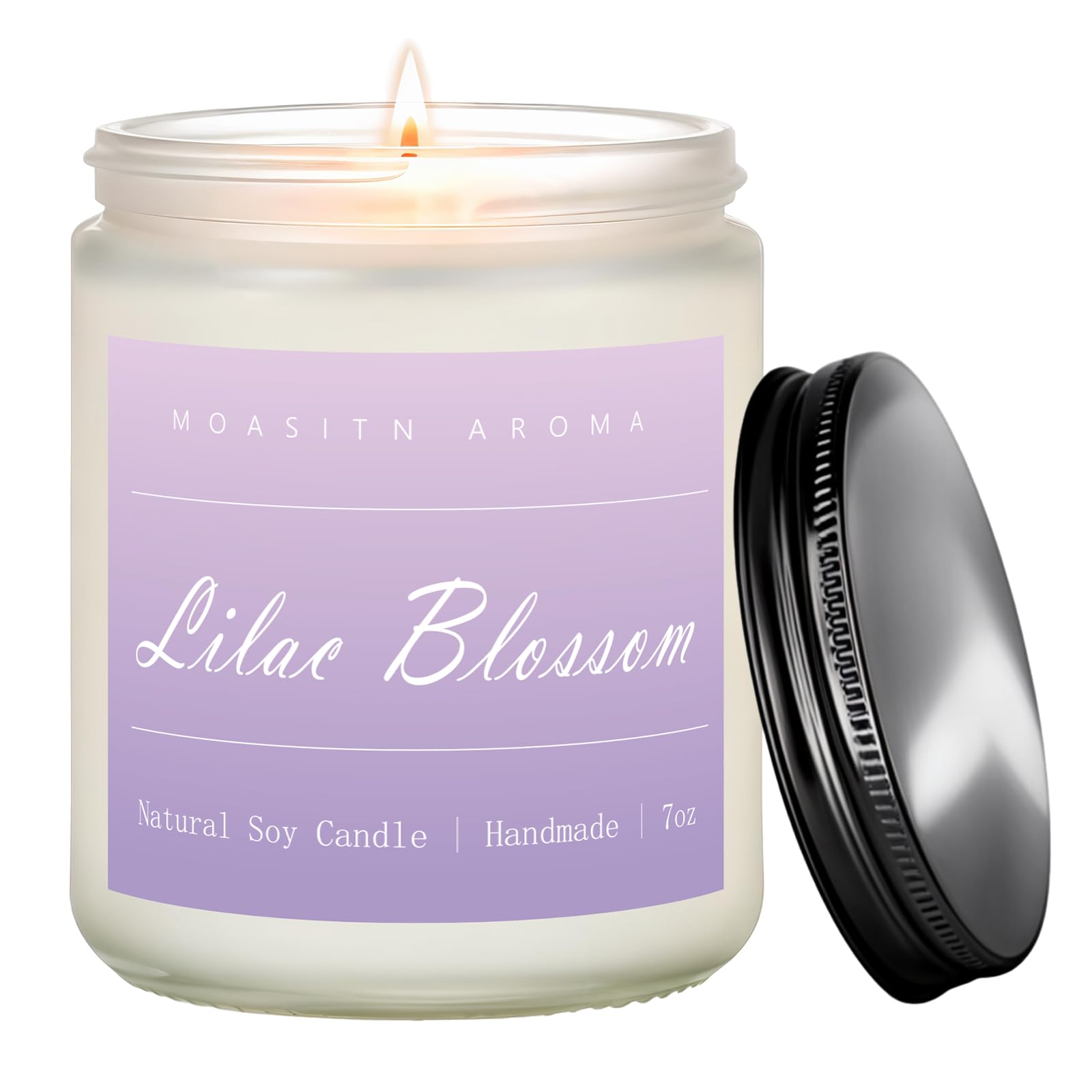 MOASITN Lilac Blossom candle jar emits a welcoming scent for cozy evenings.