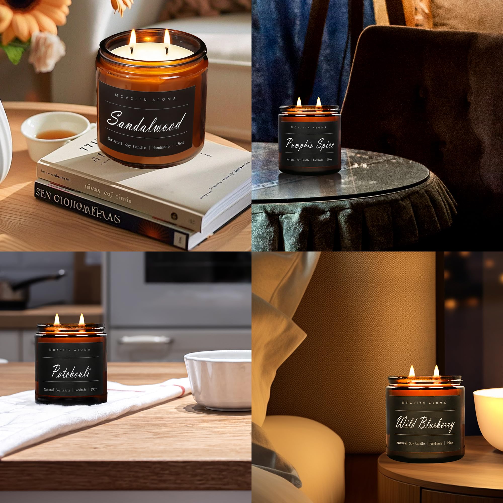 MOASITN safe, clean burn with lead-free wicks.